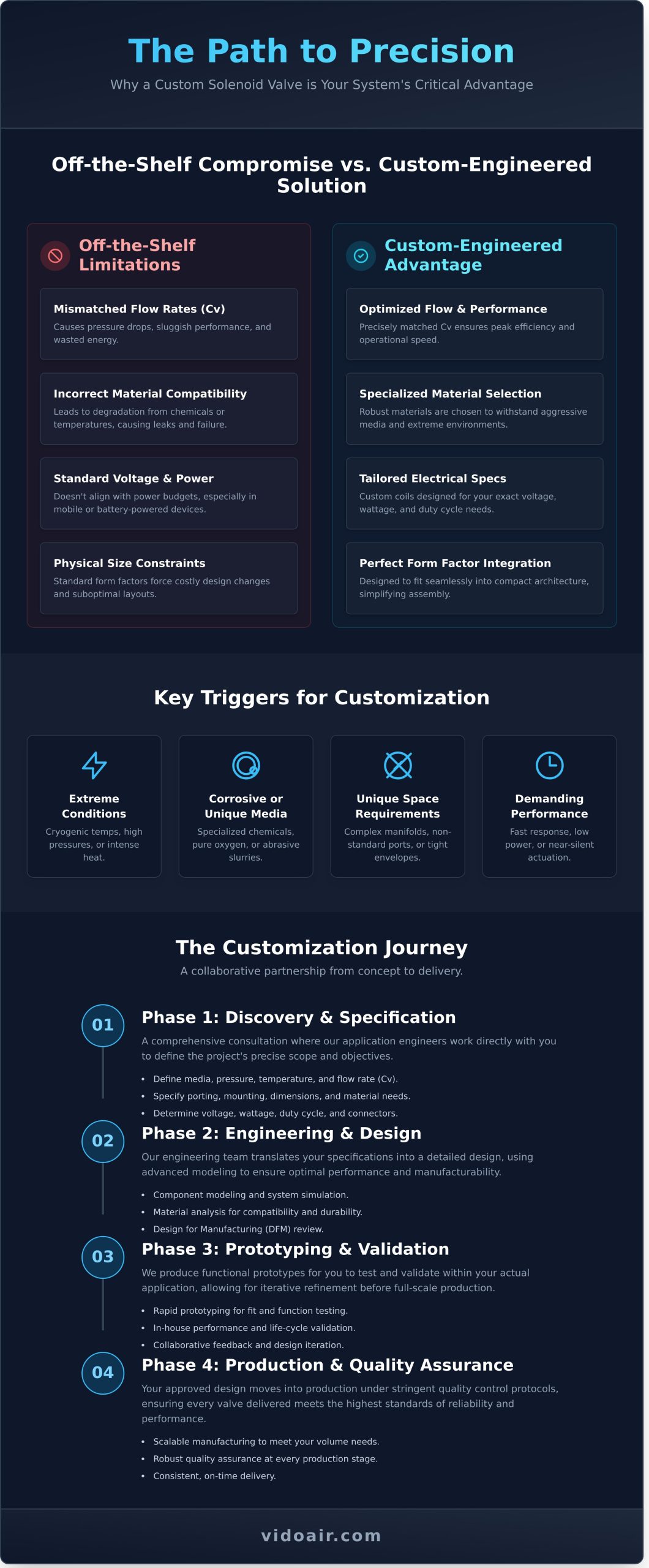 Choosing a Custom Solenoid Valve Manufacturer: A Guide for Engineers - Infographic
