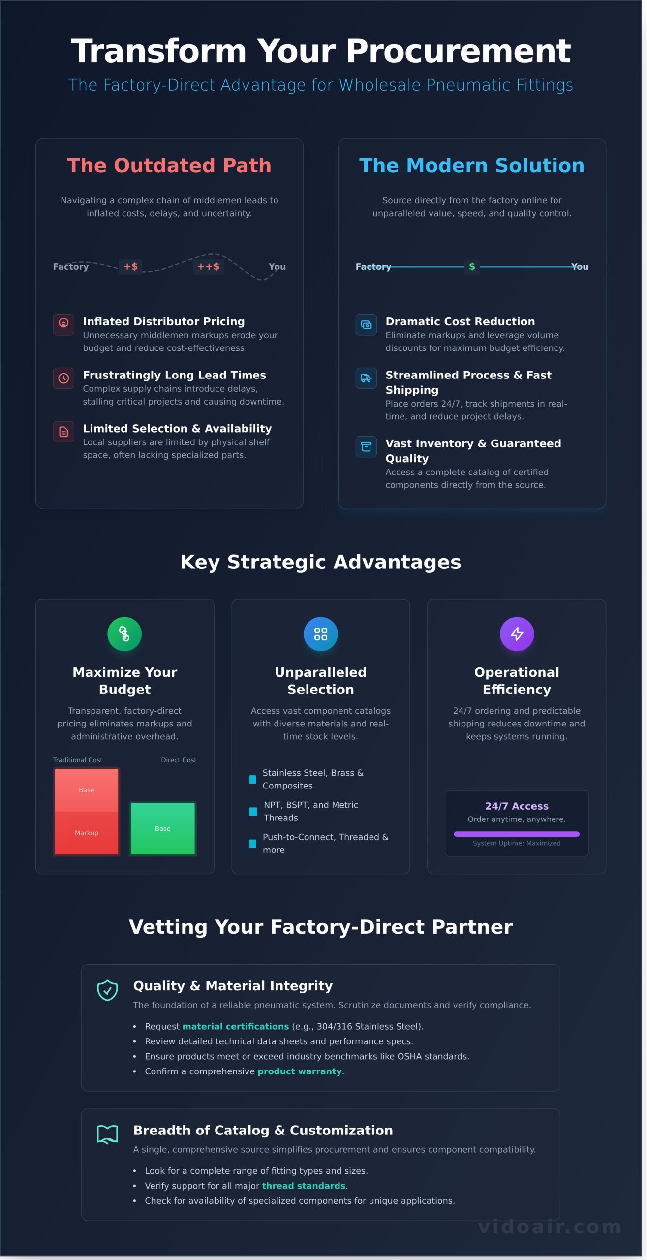 Wholesale Pneumatic Fittings Online: A Buyer’s Guide to Factory-Direct Sourcing - Infographic