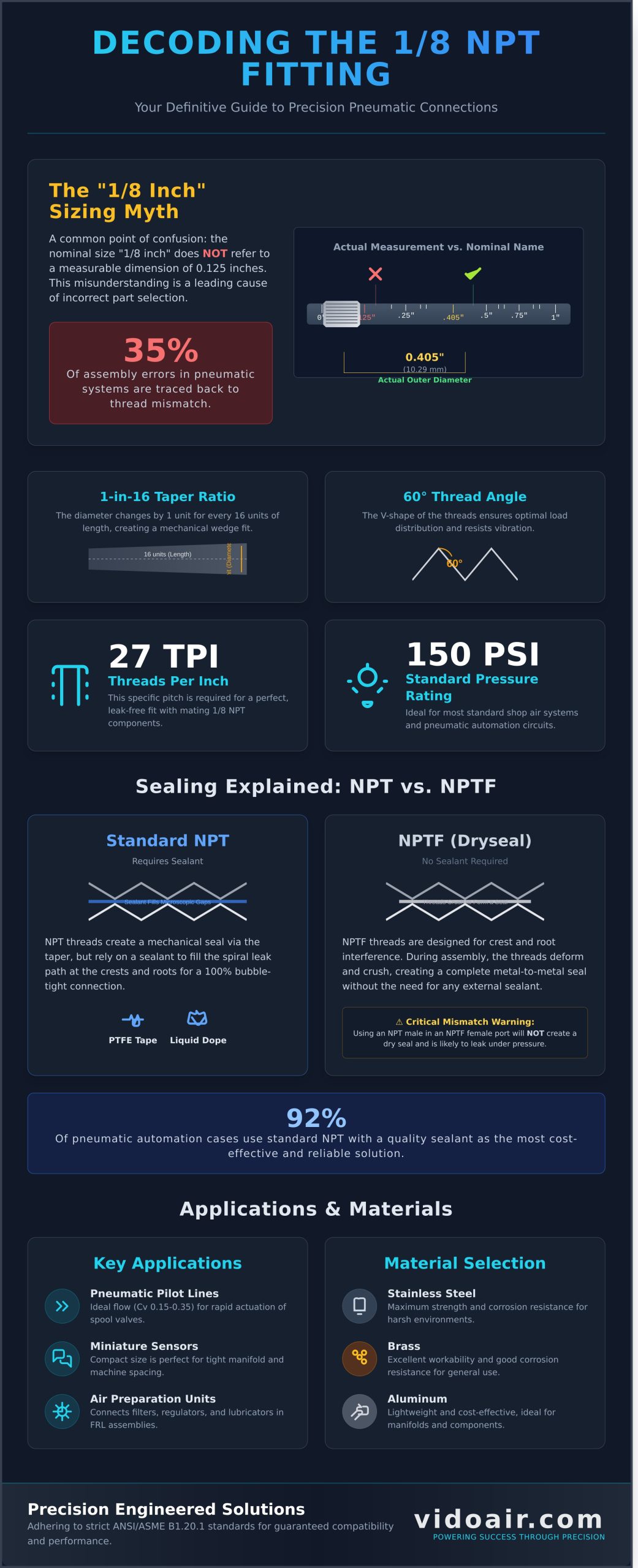 1/8 NPT Thread Dimensions & Fitting Guide: Precision for Pneumatics